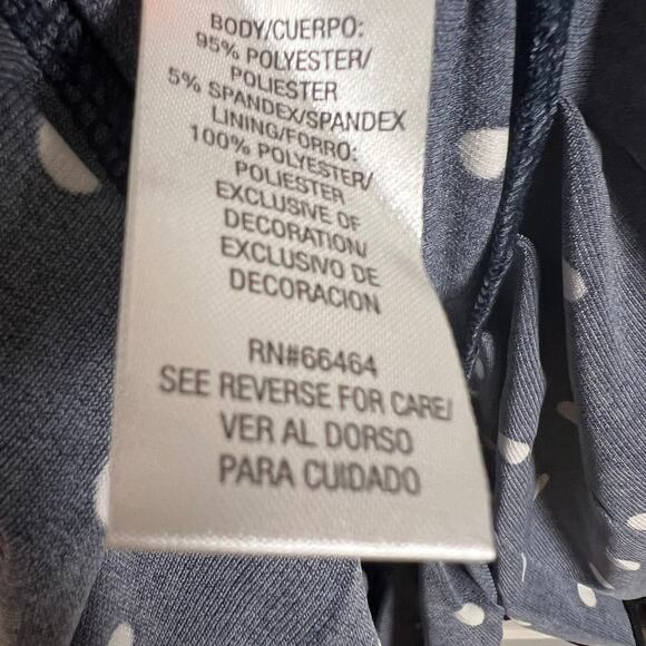 Sandra Darren Navy Polka Dot Sleeveless Button Shirt Midi Dress Size 10P - Picture 7 of 8